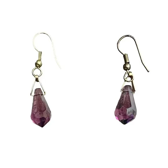Elegant Amethyst Colored Crystal Teardrop Dangle Earrings - Perfect For When You - Picture 6 of 6